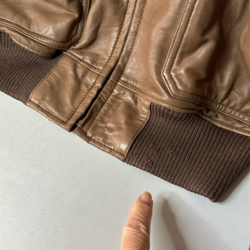 Vintage Abercrombie & Fitch Bomber Jacket - Brown Leather - Size L - Picture 9 of 16